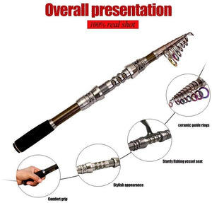 Planet Gates 1.8- 3.0m Carbon Telescopic Carp Fishing Rod Sets and 14BB Metal Spoon Reel  Lure Spinning Fishing Reel Pesca