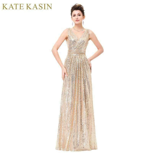 Planet Gates 1 as picture / 2 / China Gold Silver Long Sequin Evening Dress Pink Double V Neck Cheap Evening Gowns Sleeveless Prom Party Formal Dresses 0199