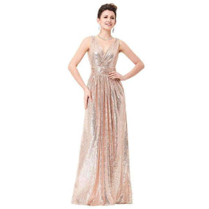Planet Gates 1 as picture / 2 / China Gold Silver Long Sequin Evening Dress Pink Double V Neck Cheap Evening Gowns Sleeveless Prom Party Formal Dresses 0199