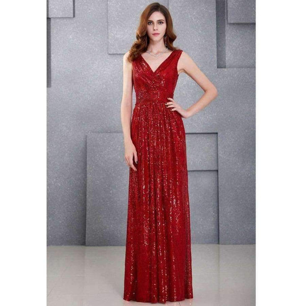 Planet Gates 1 as picture / 2 / China Gold Silver Long Sequin Evening Dress Pink Double V Neck Cheap Evening Gowns Sleeveless Prom Party Formal Dresses 0199