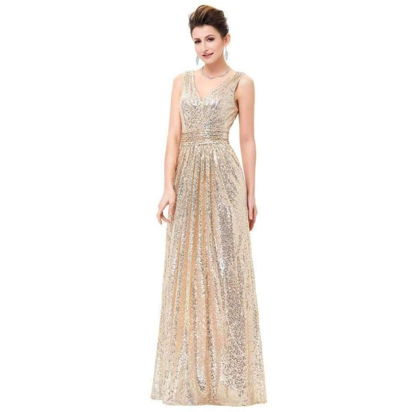 Planet Gates 1 as picture / 2 / China Gold Silver Long Sequin Evening Dress Pink Double V Neck Cheap Evening Gowns Sleeveless Prom Party Formal Dresses 0199