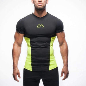 Planet Gates 1 / Asian sizeM GYM  New T-shirt men Tights Fitness Quick Dry Casual Stretch Top Tee Shirt Fitness Mma Plus Size Hot Sale