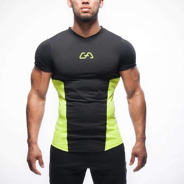 Planet Gates 1 / Asian sizeM GYM  New T-shirt men Tights Fitness Quick Dry Casual Stretch Top Tee Shirt Fitness Mma Plus Size Hot Sale