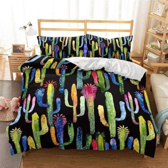 Planet Gates 3D Bedding Set Cactus Print Duvet cover set lifelike bedclothes with pillowcase bed set home Textiles #2-7