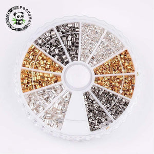 Planet Gates 1 Box Brass Tube Crimp Beads Metal Jewelry Findings Mixed  Silver Golden White 3 Colors Size:1.5~2x1.5~2mm, Hole: 1~1.5mm