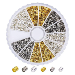 Planet Gates 1 Box Brass Tube Crimp Beads Metal Jewelry Findings Mixed  Silver Golden White 3 Colors Size:1.5~2x1.5~2mm, Hole: 1~1.5mm