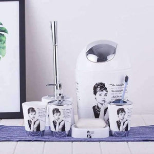 Planet Gates 1 / China 6PCS Eiffel Bathroom Accessory Bin Soap Dish Dispenser Bottle Toothbrush Holder Set Home Bathroom Products Wash Bath Set