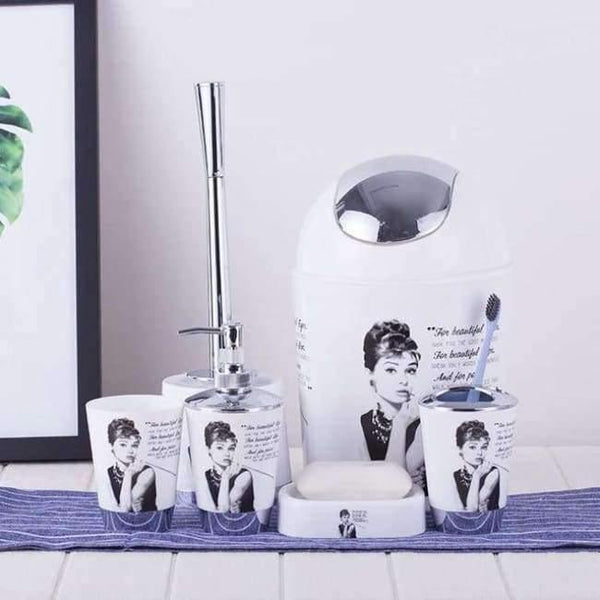 Planet Gates 1 / China 6PCS Eiffel Bathroom Accessory Bin Soap Dish Dispenser Bottle Toothbrush Holder Set Home Bathroom Products Wash Bath Set