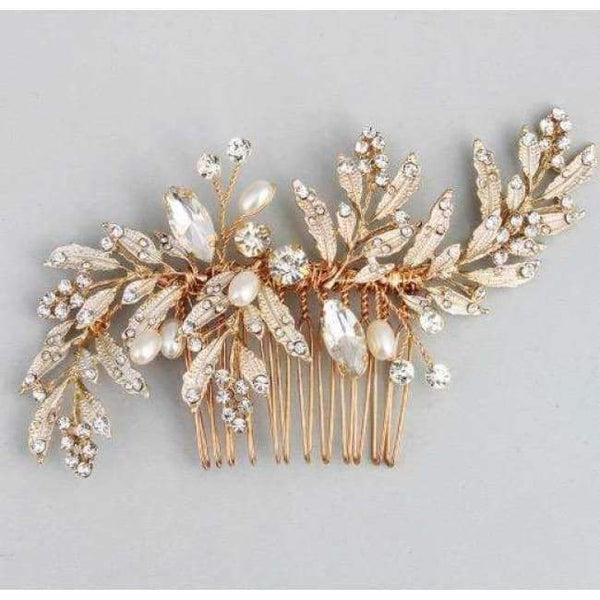 Planet Gates 1 Comb Gold Bridal Hair Combs Leaf Hairpins Wedding Hair Accessories Handmade Jewelry Crystal Headpiece Jewelry Gifts for Women