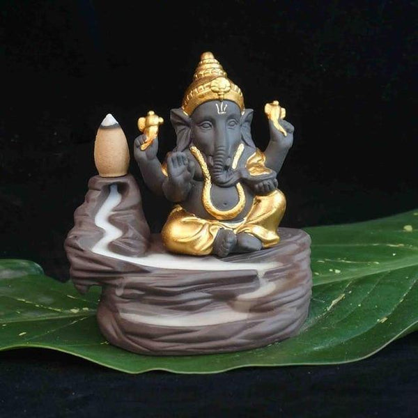Creative environmental Home office Decor The Little Monk Censer India Lord Ganesha ack-flow Ceramic Incense Burner