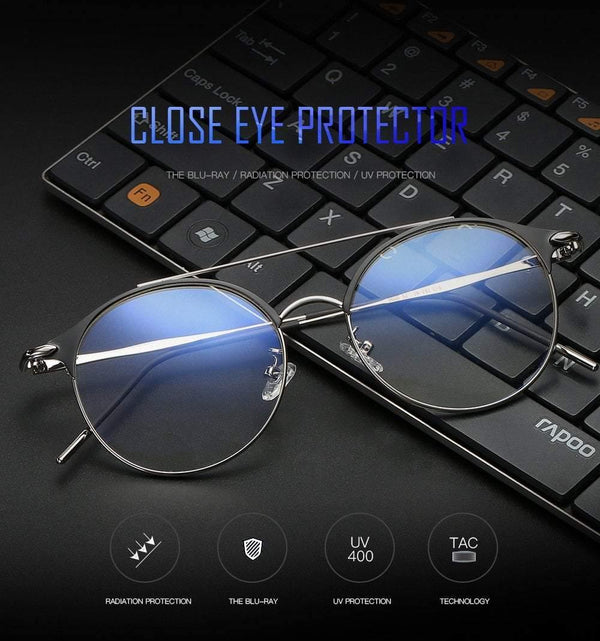 Planet Gates 1 Fashion Women Mens Computer Goggles Retro Metal Blue Light Blocking Glasses Round Gaming Glasses UV400