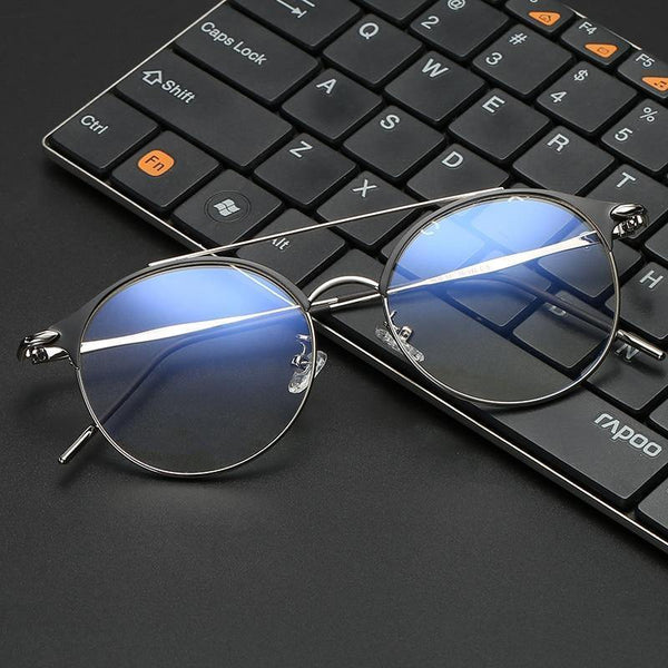 Planet Gates 1 Fashion Women Mens Computer Goggles Retro Metal Blue Light Blocking Glasses Round Gaming Glasses UV400