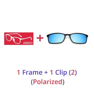 Planet Gates 1 Frame 1 Clips 2 / Matt Black Frame Ralferty Polarized Sunglasses Men Women 5 In 1 Magnetic Clip On Glasses TR90 Optical Prescription Eyeglass Frames Magnet Clips