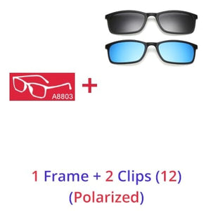 Planet Gates 1 Frame 2 Clips 12 / Matt Black Frame Ralferty Polarized Sunglasses Men Women 5 In 1 Magnetic Clip On Glasses TR90 Optical Prescription Eyeglass Frames Magnet Clips