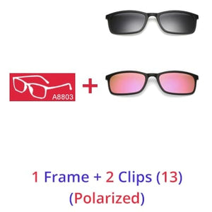 Planet Gates 1 Frame 2 Clips 13 / Matt Black Frame Ralferty Polarized Sunglasses Men Women 5 In 1 Magnetic Clip On Glasses TR90 Optical Prescription Eyeglass Frames Magnet Clips