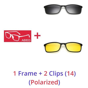 Planet Gates 1 Frame 2 Clips 14 / Matt Black Frame Ralferty Polarized Sunglasses Men Women 5 In 1 Magnetic Clip On Glasses TR90 Optical Prescription Eyeglass Frames Magnet Clips