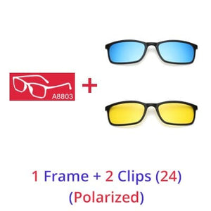 Planet Gates 1 Frame 2 Clips 24 / Matt Black Frame Ralferty Polarized Sunglasses Men Women 5 In 1 Magnetic Clip On Glasses TR90 Optical Prescription Eyeglass Frames Magnet Clips
