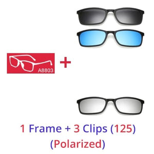 Planet Gates 1 Frame 3 Clips 125 / Matt Black Frame Ralferty Polarized Sunglasses Men Women 5 In 1 Magnetic Clip On Glasses TR90 Optical Prescription Eyeglass Frames Magnet Clips