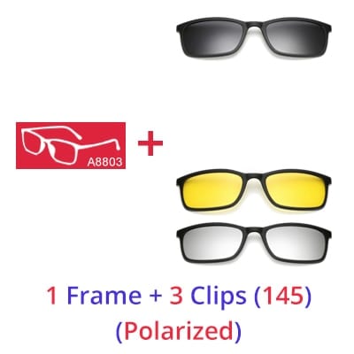 Planet Gates 1 Frame 3 Clips 145 / Matt Black Frame Ralferty Polarized Sunglasses Men Women 5 In 1 Magnetic Clip On Glasses TR90 Optical Prescription Eyeglass Frames Magnet Clips