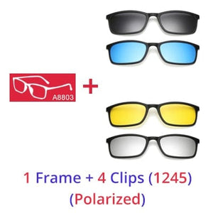 Planet Gates 1 Frame 4 Clips 1245 / Matt Black Frame Ralferty Polarized Sunglasses Men Women 5 In 1 Magnetic Clip On Glasses TR90 Optical Prescription Eyeglass Frames Magnet Clips
