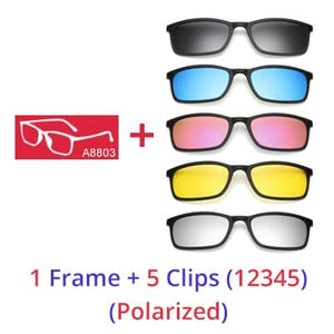 Planet Gates 1 Frame 5 Clip 12345 / Matt Black Frame Ralferty Polarized Sunglasses Men Women 5 In 1 Magnetic Clip On Glasses TR90 Optical Prescription Eyeglass Frames Magnet Clips