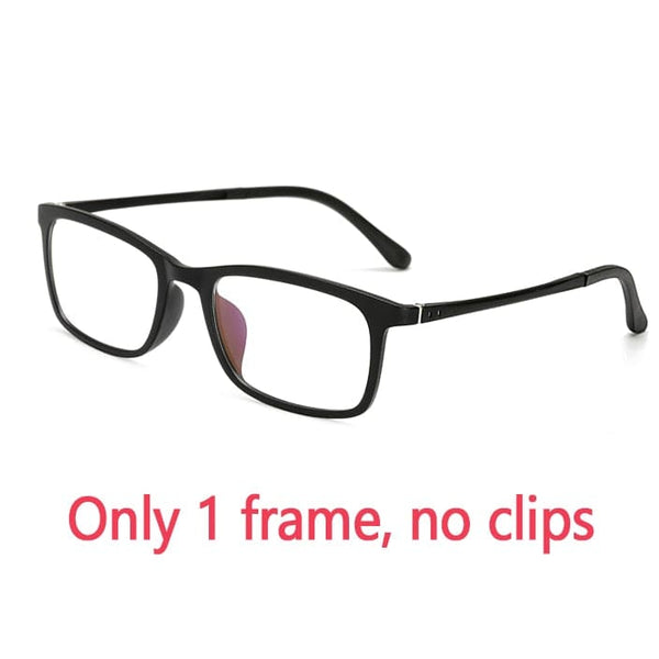 Planet Gates 1 Frame NO clip / Matt Black Frame Ralferty Polarized Sunglasses Men Women 5 In 1 Magnetic Clip On Glasses TR90 Optical Prescription Eyeglass Frames Magnet Clips