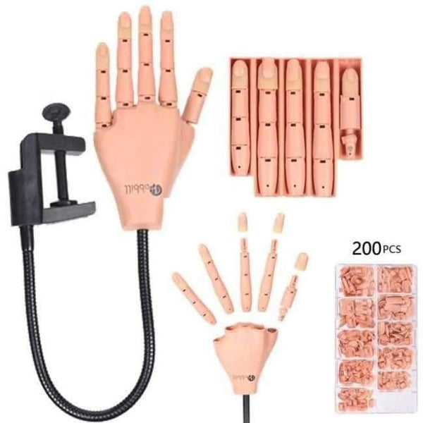 Planet Gates 1 hand with 200tips 1 Professional 1 Practice Hand+200pcs Nail Tips Nail Art Hands Tool Adjustable Nail Art Model Hands Diy Manicure Tool For Training