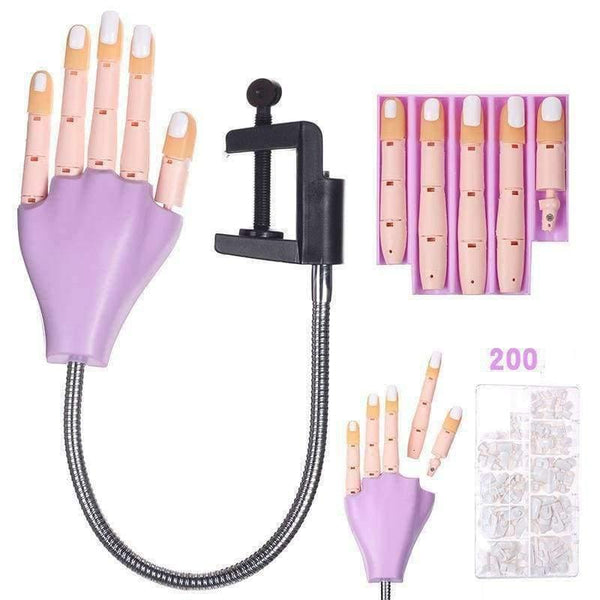 Planet Gates 1 hand with 200tips Professional 1 Practice Hand+200pcs Nail Tips Nail Art Hands Tool Adjustable Nail Art Model Hands Diy Manicure Tool For Training