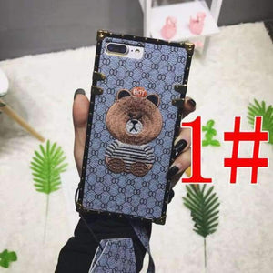 Planet Gates 1 / i7 i8 plus(5.5inch) Luxury Brand Embroidery for iPhone 7 7plus Panda Animal Pattern Phone Case for iPhoneXR XS XSMAX 6 6plus Hard Back Cover