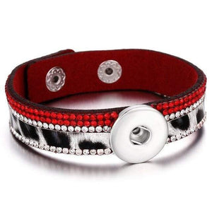 Planet Gates 1 Jewelry Rhinestone Leopard Leather 18mm Snap Button Bracelet Couple Punk Leather Bracelet Armband Snap Jewelry