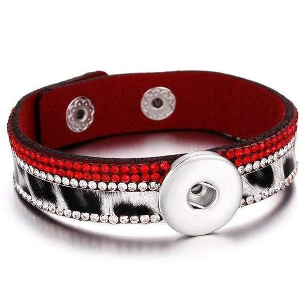 Planet Gates 1 Jewelry Rhinestone Leopard Leather 18mm Snap Button Bracelet Couple Punk Leather Bracelet Armband Snap Jewelry