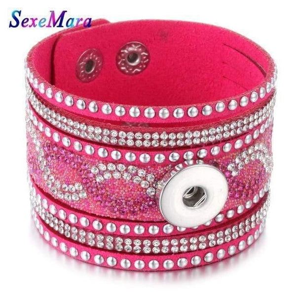 Planet Gates 1 Jewelry Wide Multilayer Crystal Rivet Leather Snap Bracelet 18mm Snap Button Bracelet DIY Buttons Jewelry For Women