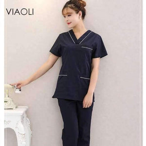 Planet Gates 1 / L Hospital nurse uniform hot selling scurbs medical uniforms ,new style V-neck medical scurbs with Blue florals top + pant