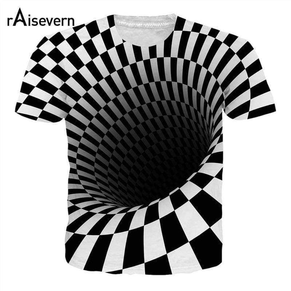 Planet Gates 1 / L New Black And White Vertigo Hypnotic Printing T Shirt Funny 3D Dizzy Short Sleeved Tees Men/women Tops Tee Dropship