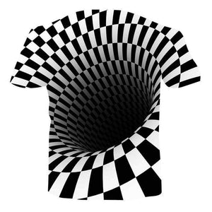 Planet Gates 1 / L New Black And White Vertigo Hypnotic Printing T Shirt Funny 3D Dizzy Short Sleeved Tees Men/women Tops Tee Dropship