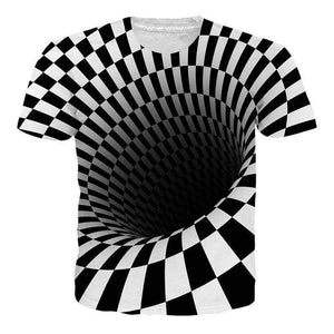 Planet Gates 1 / L New Black And White Vertigo Hypnotic Printing T Shirt Funny 3D Dizzy Short Sleeved Tees Men/women Tops Tee Dropship