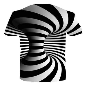 Planet Gates 1 / L New Black And White Vertigo Hypnotic Printing T Shirt Funny 3D Dizzy Short Sleeved Tees Men/women Tops Tee Dropship