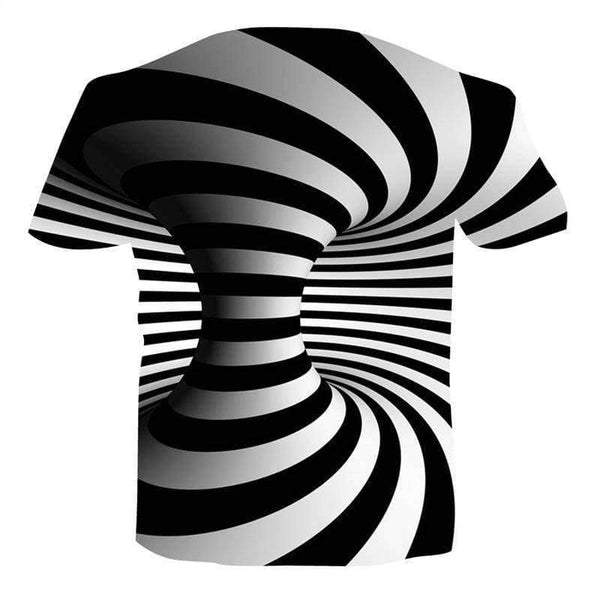 Planet Gates 1 / L New Black And White Vertigo Hypnotic Printing T Shirt Funny 3D Dizzy Short Sleeved Tees Men/women Tops Tee Dropship