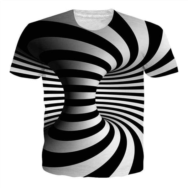 Planet Gates 1 / L New Black And White Vertigo Hypnotic Printing T Shirt Funny 3D Dizzy Short Sleeved Tees Men/women Tops Tee Dropship