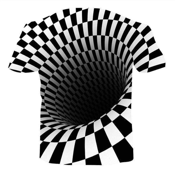Planet Gates 1 / L New Black And White Vertigo Hypnotic Printing T Shirt Funny 3D Dizzy Short Sleeved Tees Men/women Tops Tee Dropship