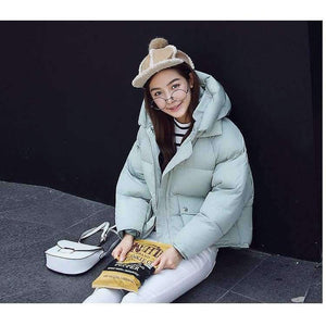 Planet Gates 1 / L Winter Jacket Women Hooded Warm Jackets Coat Female Bat Sleeve Thick Outwear Winter Coat Women Ladies Parkas Pink Color