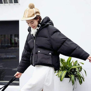 Planet Gates 1 / L Winter Jacket Women Hooded Warm Jackets Coat Female Bat Sleeve Thick Outwear Winter Coat Women Ladies Parkas Pink Color