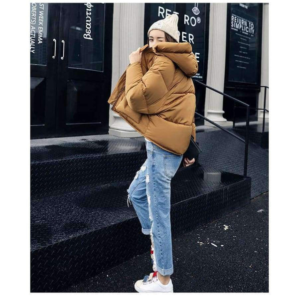 Planet Gates 1 / L Winter Jacket Women Hooded Warm Jackets Coat Female Bat Sleeve Thick Outwear Winter Coat Women Ladies Parkas Pink Color