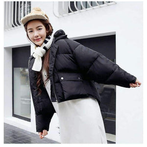 Planet Gates 1 / L Winter Jacket Women Hooded Warm Jackets Coat Female Bat Sleeve Thick Outwear Winter Coat Women Ladies Parkas Pink Color