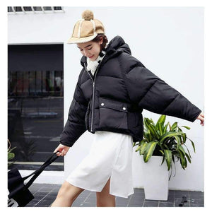 Planet Gates 1 / L Winter Jacket Women Hooded Warm Jackets Coat Female Bat Sleeve Thick Outwear Winter Coat Women Ladies Parkas Pink Color