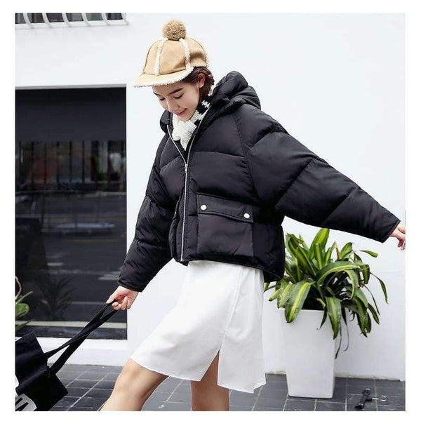 Planet Gates 1 / L Winter Jacket Women Hooded Warm Jackets Coat Female Bat Sleeve Thick Outwear Winter Coat Women Ladies Parkas Pink Color