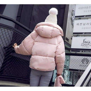 Planet Gates 1 / L Winter Jacket Women Hooded Warm Jackets Coat Female Bat Sleeve Thick Outwear Winter Coat Women Ladies Parkas Pink Color