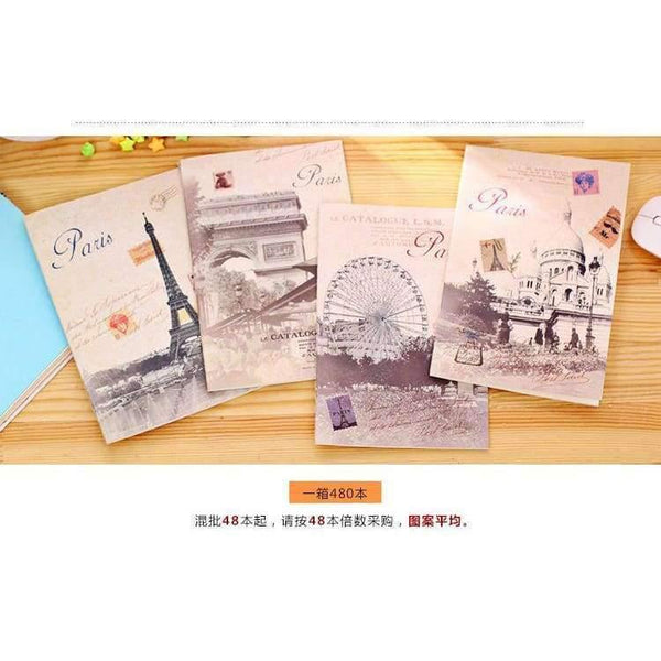 Planet Gates 1 lot=12pc!Retro paris A5 Notebook / line soft copy .book/ student Notepad /Writing Pads/office&school supplies