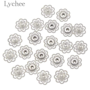 Planet Gates 1 Lychee Life 10pcs Hollow Flower Shaped Metal Snap Buttons Gold Color Silver Color Button DIY Sewing Accessories For Clothes