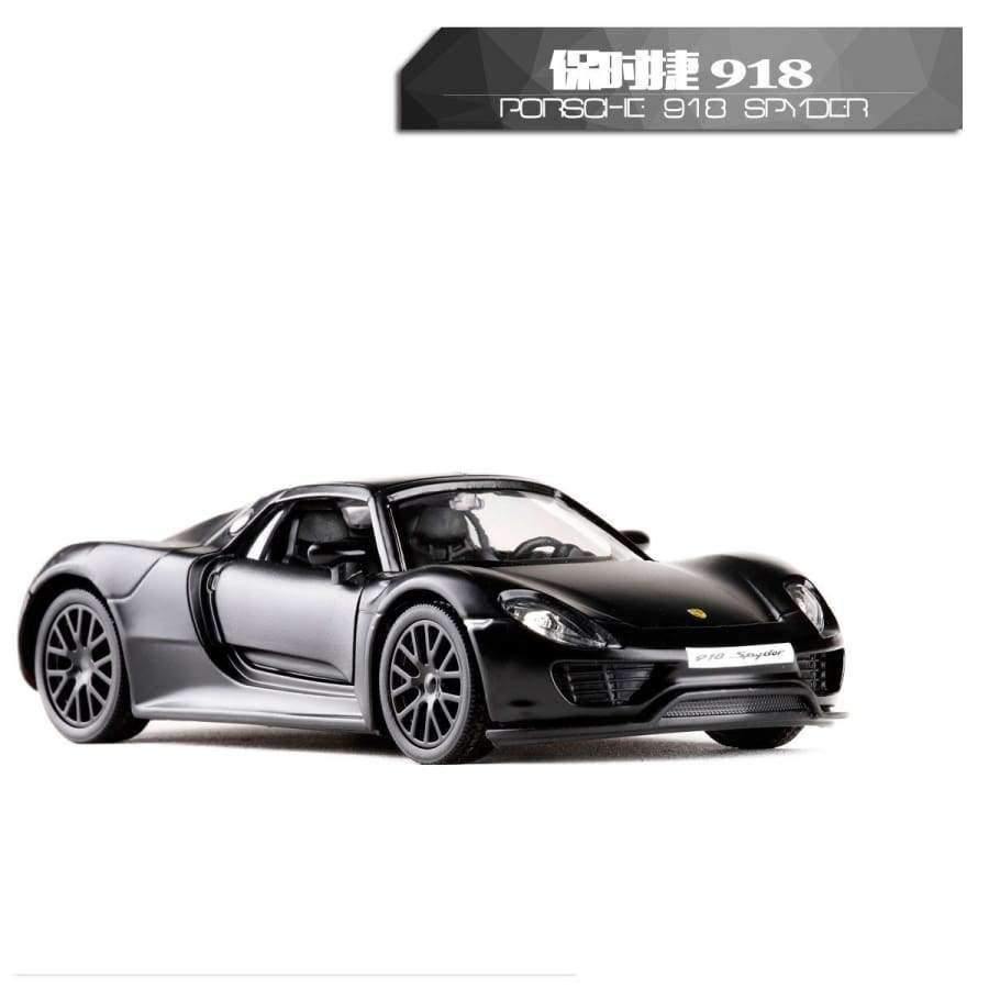Planet Gates 1 matte black High Simulation 1:36 RMZ City Porsch 918 Spyder Alloy Diecasts Model Car Toy Pull Back Metal Sports Car Vehicle For Kid Toy Gift